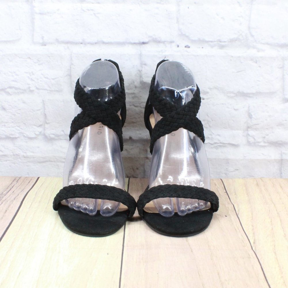 Torrid Black Fabric Braided Strap Cone Heel Sandals Size 7 Wide - Picture 4 of 9